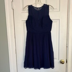 J.Crew Elegant Navy Blue Chiffon Dress